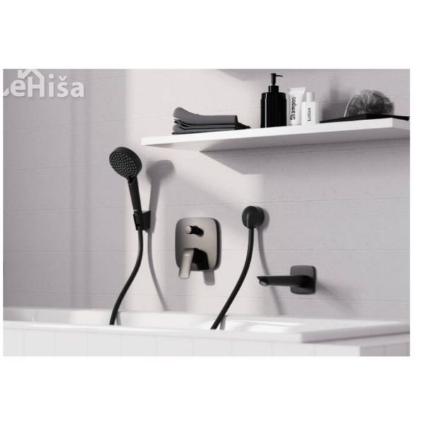 Stenski priključek FixFit E črna mat HANSGROHE 26457670
