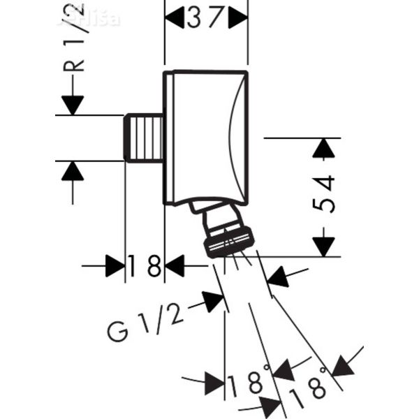 Stenski priključek FixFit S z nepovratnim ventilom in zglobom krom HANSGROHE 27506000
