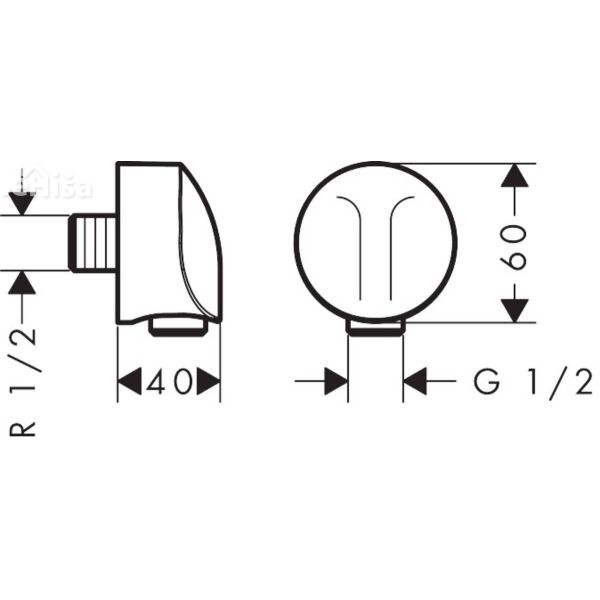 Stenski priključek s preprečevalnikom povratnega toka FixFit krom HANSGROHE 27458000
