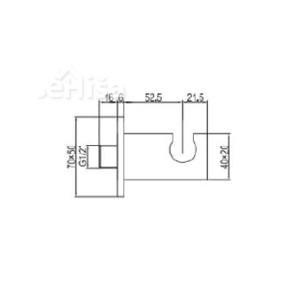 Stenski priključek z držalom za tuš ročko SQ črna UNITAS 12213B
