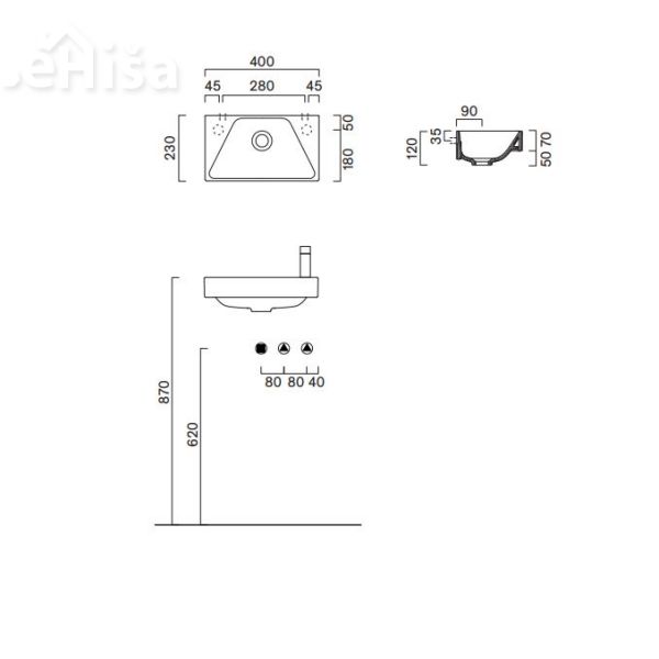 Stenski umivalnik Comfort 40x23 CATALANO 0920410001
