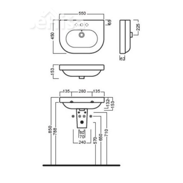 Stenski umivalnik Daytime 55x45 cm HATRIA YXBL01
