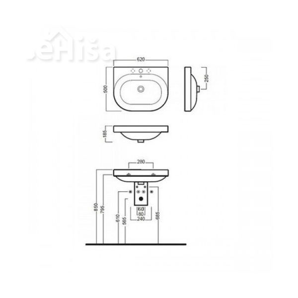 Stenski umivalnik Daytime 62x50 cm HATRIA Y0YT01
