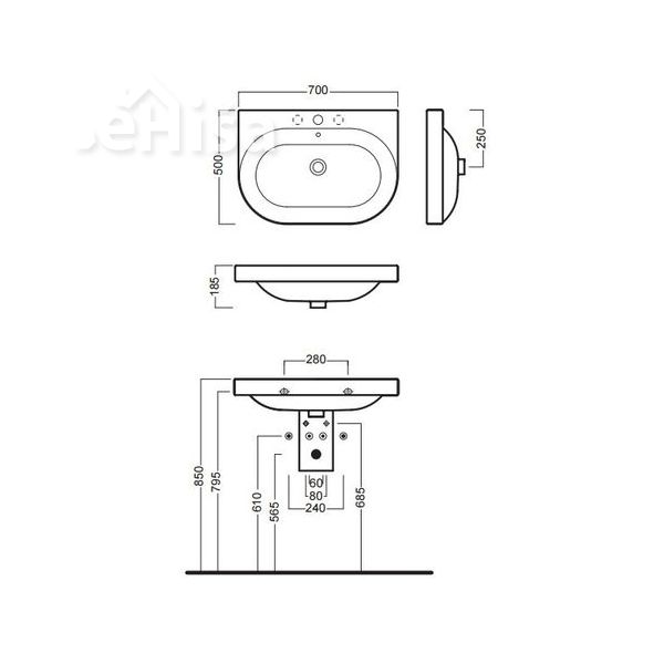 Stenski umivalnik Daytime 70x50 cm HATRIA Y0YV01
