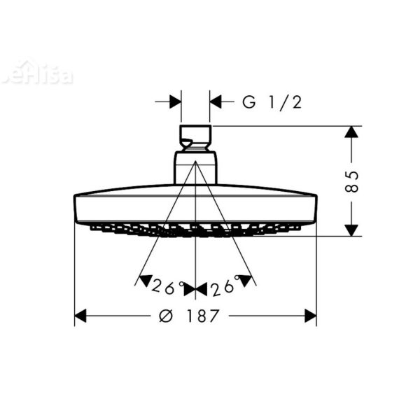 Stropna nadglavna prha Croma Select S 180 krom HANSGROHE 26523000
