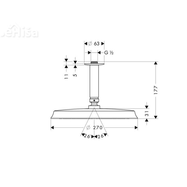 Stropna nadglavna prha Raindance Classic 240 z nosilcem krom 27405000
