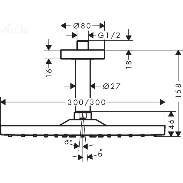 Stropna nadglavna prha Raindance E 300 krom HANSGROHE 26250000
