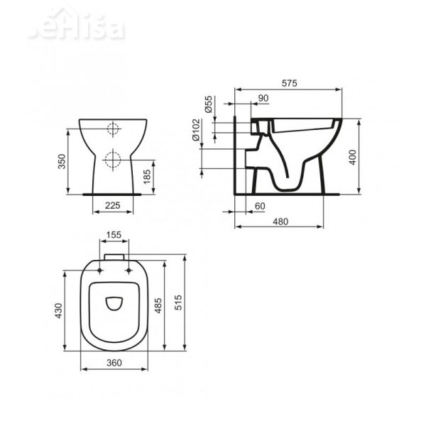 Talna WC školjka GEMMA2 CERAMICA DOLOMITE J522301

