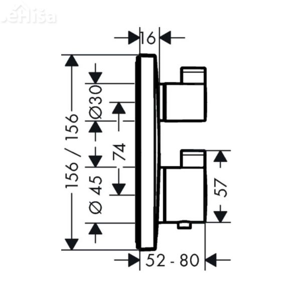Termostatska pokrivna plošča za prho Ecostat Square s preklopom črna mat HANSGROHE 15714670
