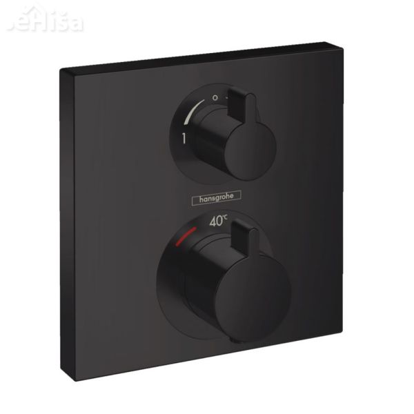 Termostatska pokrivna plošča za prho Ecostat Square s preklopom črna mat HANSGROHE 15714670
