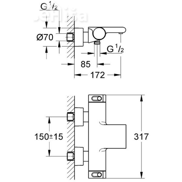 Termostatska stenska armatura za kopalno kad Grohtherm 2000 GROHE 34174001
