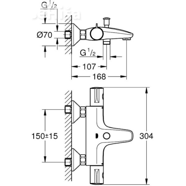 Termostatska stenska armatura za kopalno kad Grohtherm 800 GROHE 34567000
