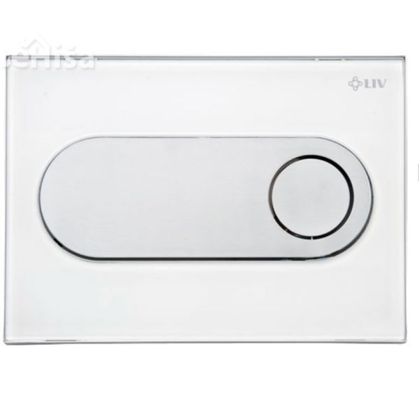 Tipka za dvokoličinsko splakovanje Zircon bela steklo LIV 74249
