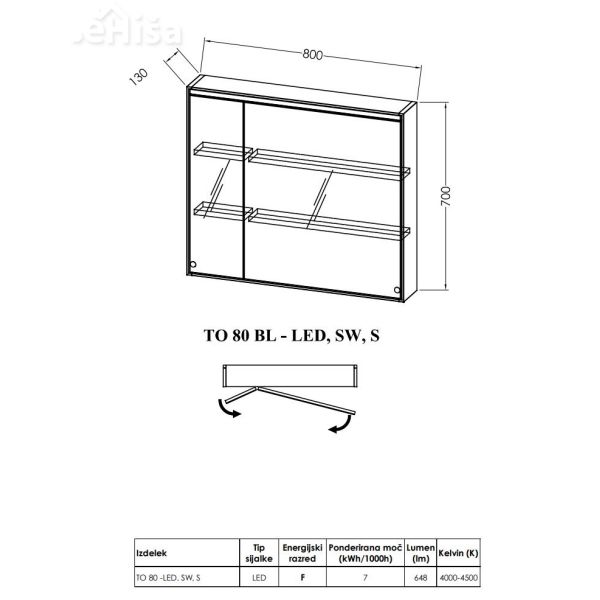 Toaletna omarica Joy TO 80 BL -LED s svetilko in vtičnico KOLPA SAN 528860
