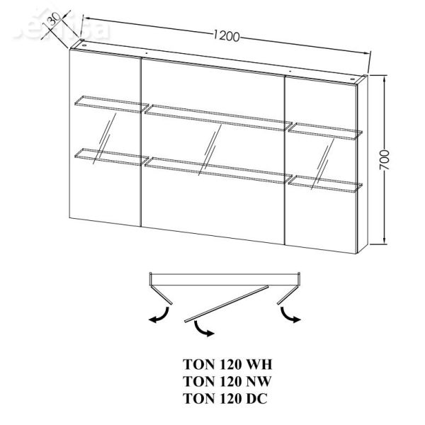 Toaletna omarica TON 120 NAOMI 1200x700x130 KOLPA-SAN
