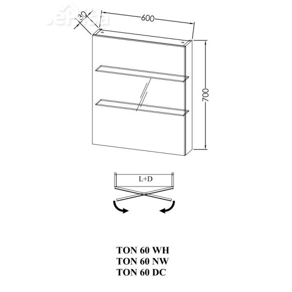 Toaletna omarica TON 60 NAOMI 600x700x130 KOLPA-SAN
