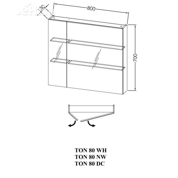 Toaletna omarica TON 80 NAOMI 800x700x130 KOLPA-SAN
