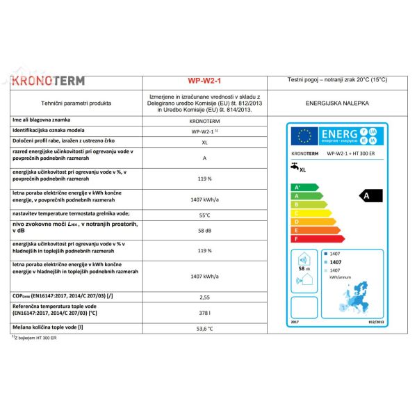 Toplotna črpalka za sanitarno vodo KRONOTERM WP-W2-1 / PV P W
