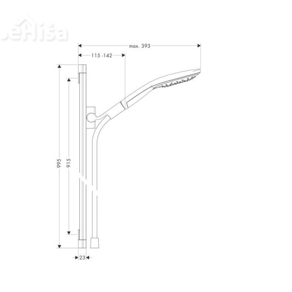 Tuš komplet z ročko in nosilcem Raindance Select S 90 cm krom HANSGROHE 26626000
