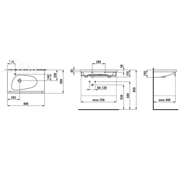 Umivalnik PALOMBA 80 LAUFEN 814804
