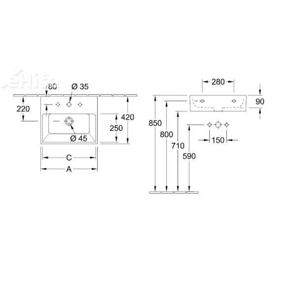 Umivalnik s podstavkom 60x42 cm MEMENTO VILLEROY & BOCH 51336001
