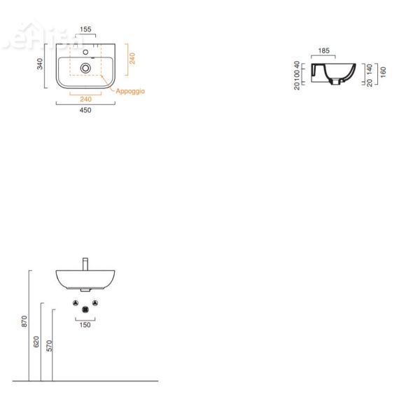 Umivalnik Sfera 45x34 CATALANO 145BSF00
