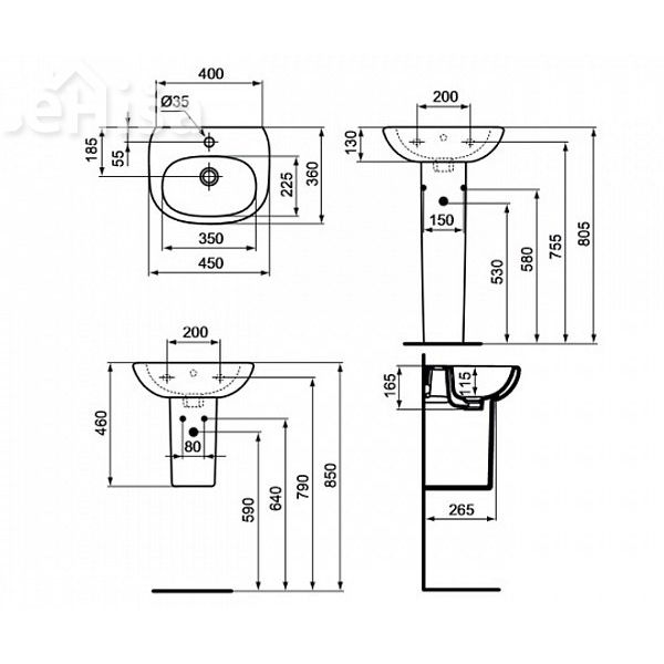Umivalnik TESI 45 IDEAL STANDARD T009501
