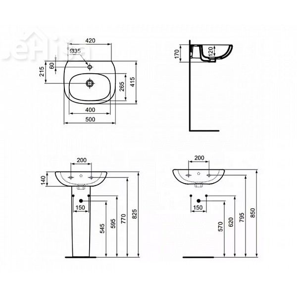 Umivalnik TESI 50 IDEAL STANDARD T009401
