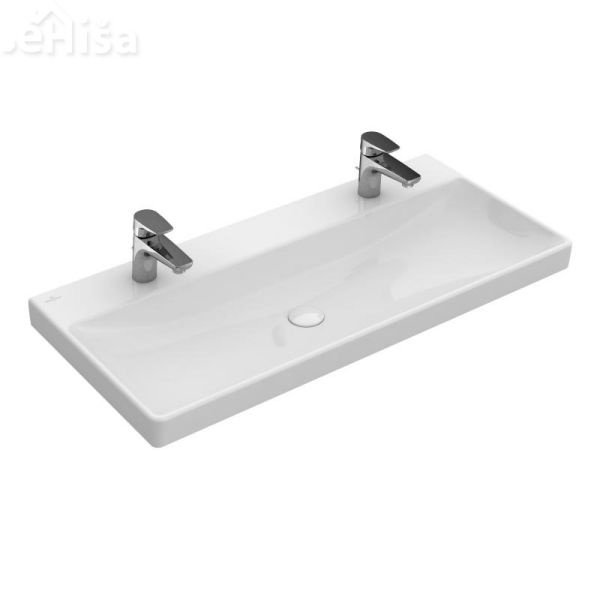 Umivalnik za dve armaturi brez preliva AVENTO 100x47 cm white alpin VILLEROY & BOCH
