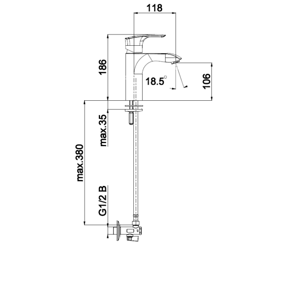 Umivalniška armatura Elite e10 z kotnimi ventili UNITAS 00087
