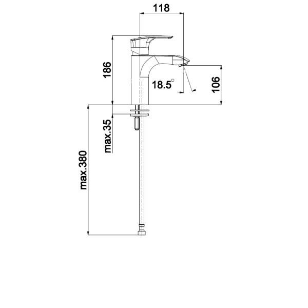 Umivalniška enoročna armatura Elite e10 samo armatura UNITAS 00088
