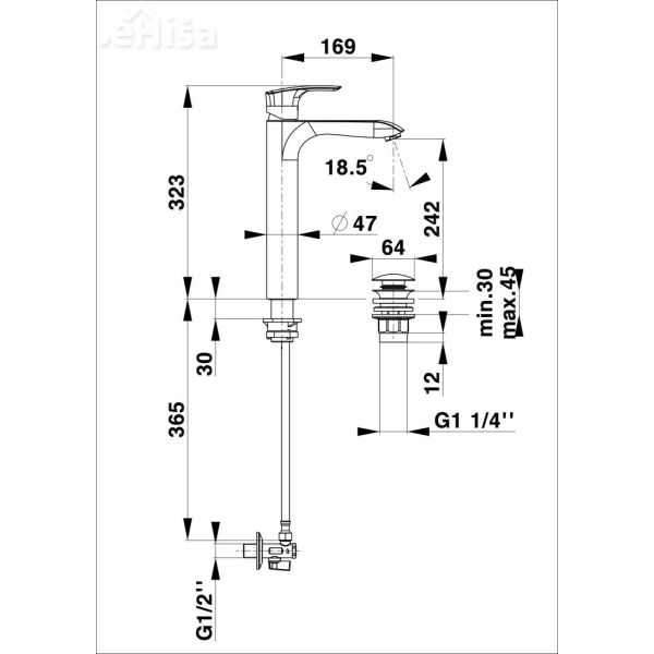 Umivalniška enoročna armatura Elite e12 komplet UNITAS 00090
