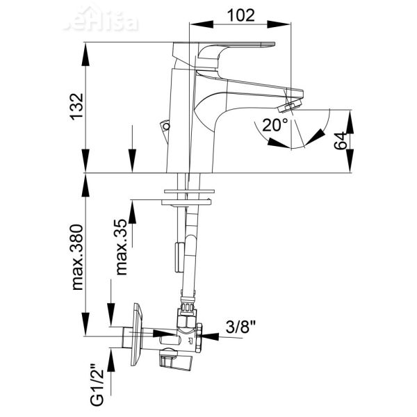 Umivalniška enoročna armatura Infinity i10 z kotnimi ventili UNITAS 00003
