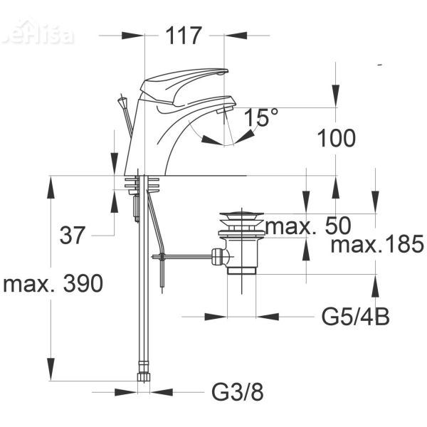 Umivalniška enoročna armatura Prestige p10 z zgornjim delom sifona UNITAS 00061

