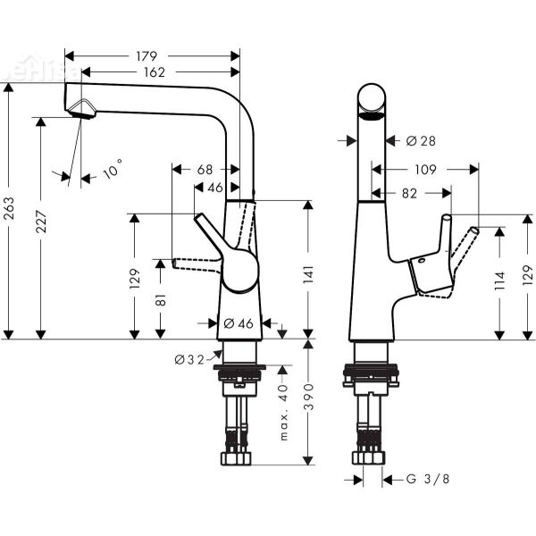 Umivalniška enoročna armatura Talis S 210 krom HANSGROHE 72105000
