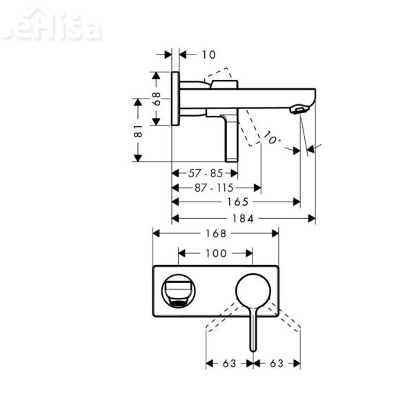 Umivalniška nadometna stenska armatura Metris S 16,5 cm krom HANSGROHE 31162000
