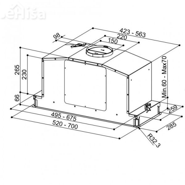 Vgradna kuhinjska napa IN-LIGHT EV8  BK MATT KL A70 FABER 7612985910491

