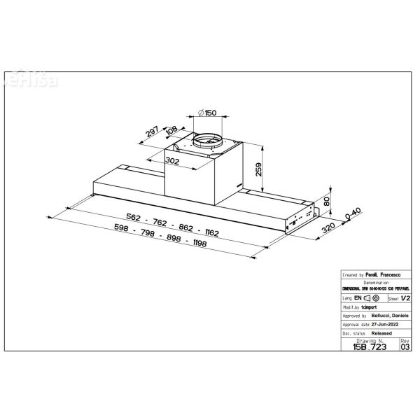 Vgradna kuhinjska napa IN-NOVA TOUCH X/WH A60 FABER 7612985813556
