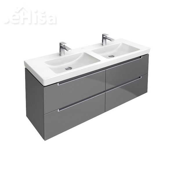 Vgradni dvojni umivalnik brez preliva SUBWAY 2.0 VANITY 130x47 cm white alpin VILLEROY & BOCH
