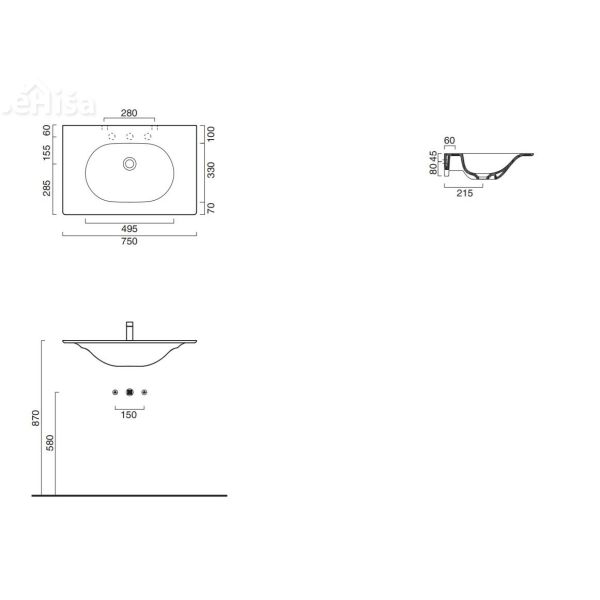 Vgradni umivalnik New zero 75x50 CATALANO 175HZ00
