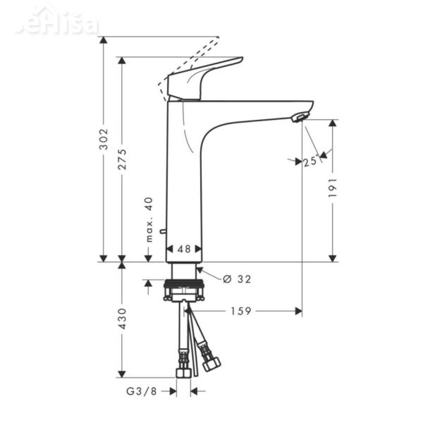 Visoka armatura za umivalnik Focus 190 krom HANSGROHE 31608000
