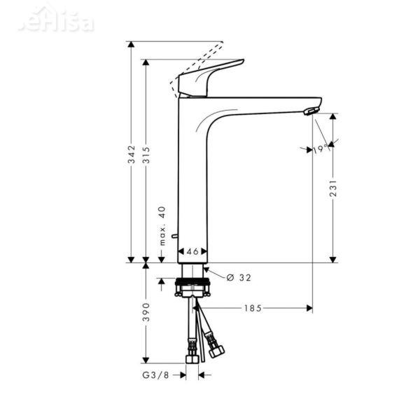 Visoka armatura za umivalnik Focus 230 krom HANSGROHE 31531000
