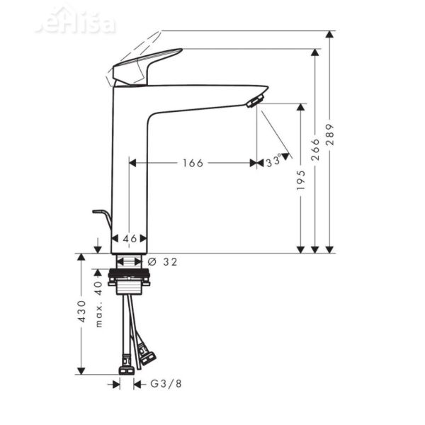 Visoka umivalniška amatura Logis 190 HANSGROHE 71090000
