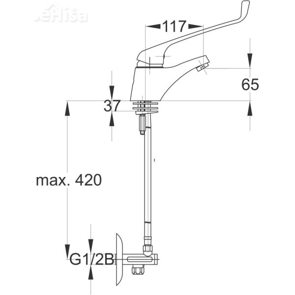 Zdravniška enoročna armatura za umivalnik Simpaty s51 z kotnimi ventili UNITAS 00037
