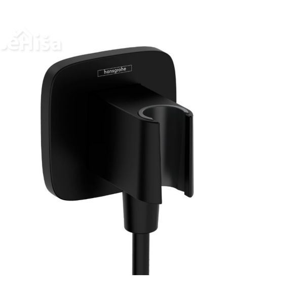 Zidni priključek FIXFIT Q z držalom tuš ročke mat črna HANSGROHE 26887670

