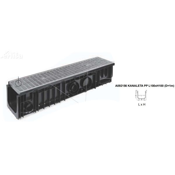 Zunanja kanaleta PP L100xH100 dolžina 100 cm
