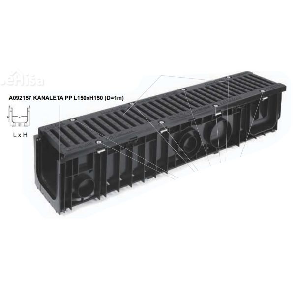 Zunanja kanaleta PP L150xH150 dolžina 100 cm
