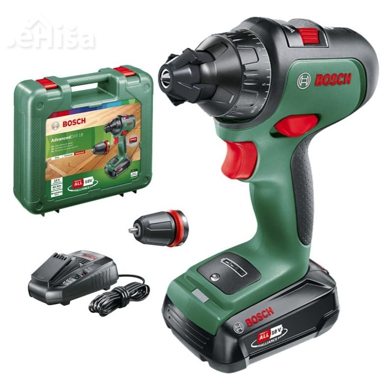 Akumulatorski vijačni vrtalnik AdvancedDrill 18V 1,5Ah z baterijo in kovčkom BOSCH 06039B5005