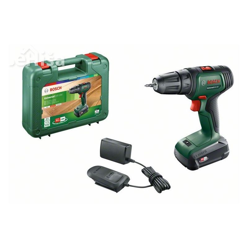 Akumulatorski vijačni vrtalnik UniversalDrill 18V 1,5Ah z baterijo in kovčkom BOSCH 06039D4001
