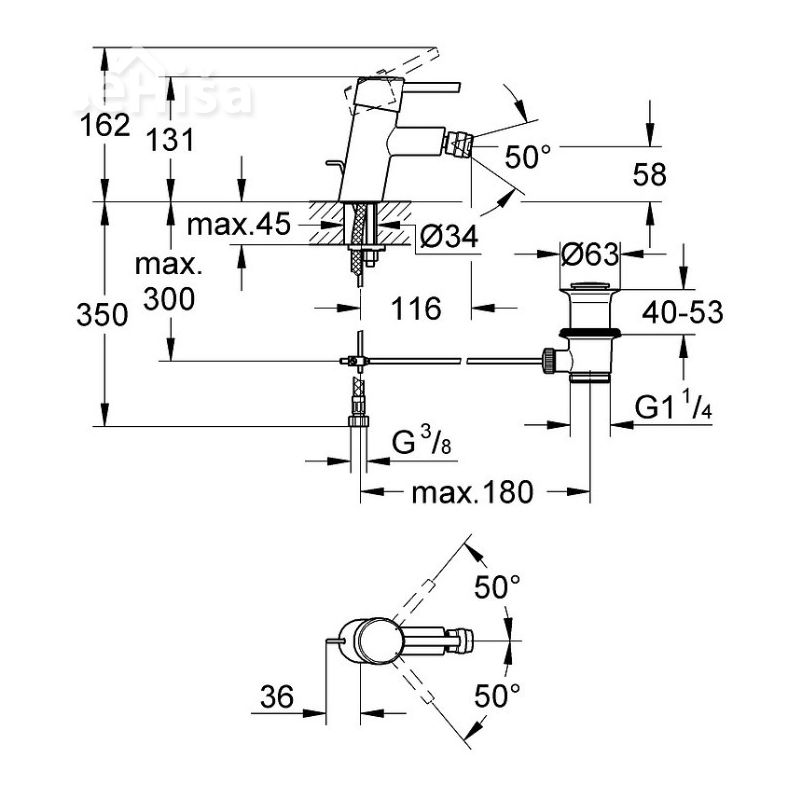 Armatura enoročna za bide Concetto GROHE 32208001
